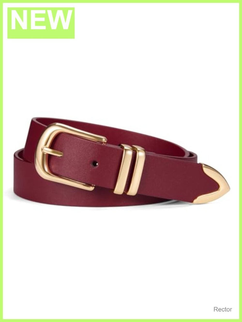 Women's PU Leather Belt with Gold Buckle Casual Waist Belt for Jeans Dresses